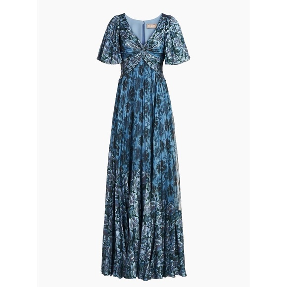 THEIA blue Pleated A Line Gown NEW - Picture 1 of 9